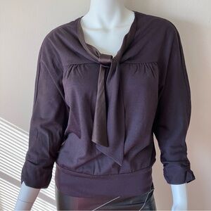 HARD TO FIND!  NWOT Diane Von Furstenberg aubergine wool/silk top w/self tie
